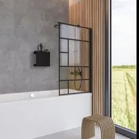 Schulte Badewannenfaltwand Duschwand für Badewanne, Dekor Atelier 1, Sicherheitsglas, (1 tlg), 80x140 cm, pendelbar