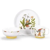 Moulin Roty Kindergeschirr-Set Porzellangeschirr-Set Kinder Geschirrset mit Silikonring 3-teilig, 1 Personen