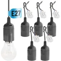 greate. Lampenfassung 6x Baufassung E27 schwarz, Lampenfassung, max. 60W 250V, (6-St)