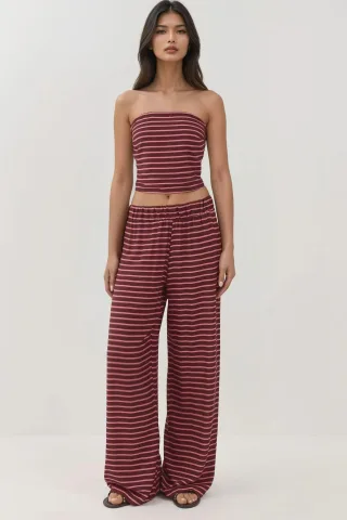 Gestreiftes Trägerloses Oberteil & Hose Zweiteiliges Koordinationsset