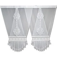 Gardinen by Justyna Scheibengardine 2er V Panel Set mit Gipüre, Kräuselband, transparent, Voile, Schiebegardinen,Fertiggardine,Paneele,Modern,Fensterdeko
