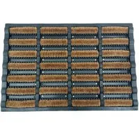 relaxdays Fußmatte Fussmatte Gummi 60x40 mit Kokosbürsten, rechteckig, Höhe: 25 mm