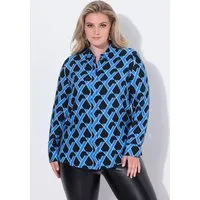 Ulla Popken Hemdbluse Hemdbluse grafischer Druck Hemdkragen Langarm
