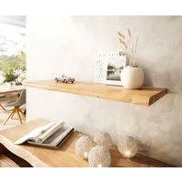 DELIFE Wandregal Live-Edge, Akazie Natur 100 cm Massivholz Baumkante Wandregal