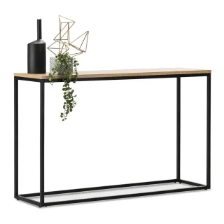 [en.casa] Konsolentisch, Eiche, Metall, 100x80x30 cm, Wohnzimmer, Wohnzimmertische, Konsolentische