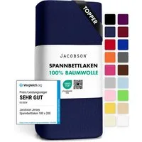 Jacobson Spannbettlaken TOPPER aus 100% Baumwolle, Jersey Bettlaken 160 g/m², Spannbetttuch mit Gummizug, pflegeleicht & viele Farben