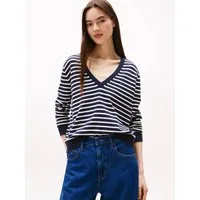 Tommy Jeans V-Ausschnitt-Pullover TJW ESSENTIAL VNECK SWEATER EXT mit Logostickerei