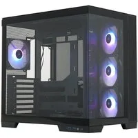Silentware PC-Gehäuse View A-RGB Black, gehärtetes Glas, 4X 120mm RGB Lüfter, 4-Pin-PWM, USB-C, ATX/mATX/ITX