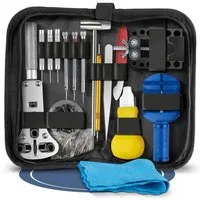 Lascano Schmuckset Uhrenwerkzeug (148-teiliges Uhrmacherwerkzeug Set, 1-tlg., Premium Uhrenwerkzeug mit Poliertuch), Mit Uhrenöffner für Batterie-& Dichtungswechsel
