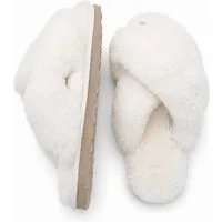 LIRA Deko Damen Pantoffel Schlappen Crossover 100% australisches Schaffell Hausschuh Echtleder EVA Gummi Ledersohle robust