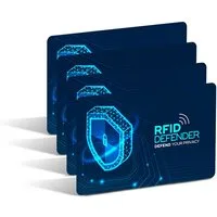 Tec-Expert Geldbörse RFID DEFENDER 4er Set NFC Scan Blocker-Karten Abschirmung Geldbörse (4-tlg., Set aus 4x RFID / NFC Block Card), RFID Blocker Karte, NFC Block Card