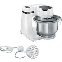 BOSCH Küchenmaschine Serie 2 MUMS2EW00, Edelstahlschüssel, weiß, 700 W, 3,8 l Schüssel, Planetenrührwerk, Knethaken/Schlag-/Rührbesen Edelstahl, 4 Stufen