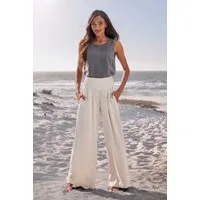 French Connection Leinenhose mit gerafftem Bund, weite Palazzohose für den Sommer