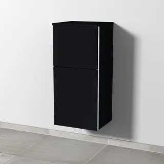 Sanipa 3way Mittelschrank mit 1 Tür und 1 Auszug, Schwarz-Matt, BS12808 BS12808