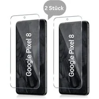 CLM-Tech Displayschutzglas 2x Schutzfolie für Google Pixel 8 - Panzerfolie für Google Pixel 8, - Panzerglas Folie - Anti-Fingerabdruck und kratzfest -, 2 Stück, Unterstützt Fingerabdruck-ID
