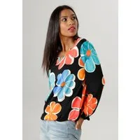 Aniston SELECTED Langarmshirt mit Cut-out und farbenfrohem Blütendruck