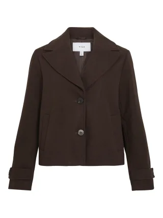 VILA - VISOLO L/S SHORT JACKET/TES/2 Coffee Bean - Gr. - 38