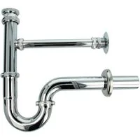 tecuro Siphon Röhrengeruchsverschluss mit Leckwasseranschluss - Messing verchromt