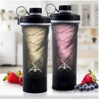 shop'n smile ideoon Akku-Smoothie-Maker Akku-Shaker Protein-Mixer tragbar mit USB-C Ø10,6 x 25,6 cm, 600ml Akku-Shaker für klumpenfreie Proteinshakes