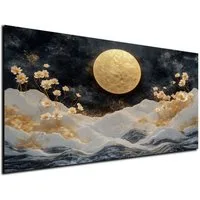 DARO Design Leinwandbild Modern Abstrakt Wandbilder XXL Wandbild Wand Deko Leinwand Bilder, (Sonne Mond - Bild groß Wohnzimmer Schlafzimmer Küche Esszimmer Einteilig Querformat Fotodruck Leinwände Wanddeko Abstrakte Kunst Boho), 30x20 cm
