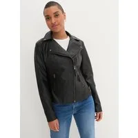 bonprix Lederimitatjacke im Bikerstil, taillierte Passform, mit Kragen und Revers