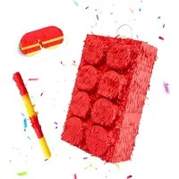 relaxdays Pinata Set mit Stab & Maske, Baustein