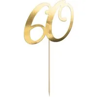 partydeco Tortenstecker, Cake Topper "60" gold 21cm