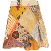 Guru-Shop Minirock Weit schwingender Patchwork Wickelrock,.. alternative Bekleidung