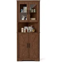 FiveWillowise Eckschrank mit 4 Türen und 5 Ablageflächen, 165cm, Holz, Braun (1-St) Eckschrank perfekt in die Ecke zwischen zwei Wänden integrieren.