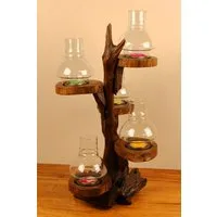 Kinaree Teelichthalter Kerzenständer Baum (5 St), mehrere Ausführungen, Handgefertigt, inkl. Glas