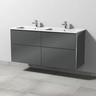 Sanipa 3way Waschtischunterbau zu Duravit ME by Starck Waschtisch mit 4 Auszügen, Anthrazit-Glanz BS72879