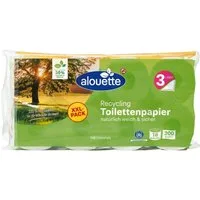 alouette Toilettenpapier Recycling (16-St), 3-lagig, weiß mit Prägung, 200 Blatt/Rolle