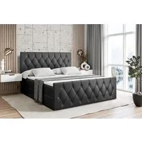 ALTDECOR Boxbett VELANTO (mit Matratze Lattenrost Topper Polsterbett mit Bettkasten Doppelbett), H4 Multipocket / H3 Bonellfederung, Springboxbett Boxspringbett