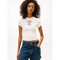 Tommy Jeans Kurzarmshirt TJW SLIM TOMMY 85 RIB SS TEE in gerippter Struktur