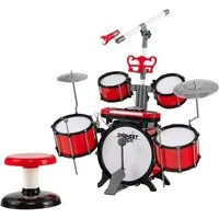 COSTWAY Kinderschlagzeug Drum, mit Keyboard&Hocker&Mikrofon¬enständer