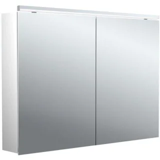Emco pure 2 Classic Aufputz-Lichtspiegelschrank 979705504 1000x729mm, mit LED-Aufsatzleuchte, 2-türig, Aluminium