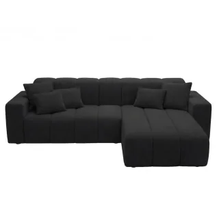 Graingold Ecksofa, Schwarz, Textil, Kiefer, 3-Sitzer, L-Form, Ottomane rechts,L-Form, 265x180 cm, Oeko-Tex®, Reach, Hergestellt in Europa, Handmade in Europe, Hergestellt in Europa, Made in EU, Real Wood, Wohnzimmer, Sofas & Couches, Wohnlandschaften
