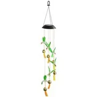 Maximex LED Gartenleuchte Modell Kolibri, Ein-/Ausschalter, Farbwechsel, LED fest integriert, Farbwechsler, solarbetriebenes Windspiel mit 6 Glocken, dekorative Gartenbeleuchtung