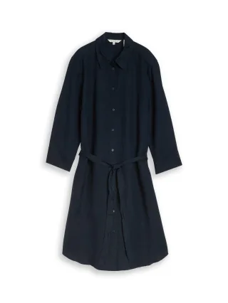 Tom Tailor - Blusenkleid mit Leinenanteil sky captain blue - Gr. - 34