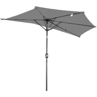 Angel Living Sonnenschirm Halbrund 2,7m mit UV30+ Schutz, Windbeständiger Gartenschirm, LxB: 265x132 cm, mit Kurbel und Neigungsfunktion für Garten & Terrasse, ohne Ständer