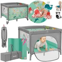 lionelo Laufgitter MILLE PLUS (Set mit Lernmatte und Tragetasche), Matratze/Spielzeug/Lernmatte/Reißverschluss-Eingang/Rollen