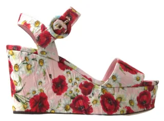 Blumen-Mohnblumen und Gänseblümchen Keil-Sandalen