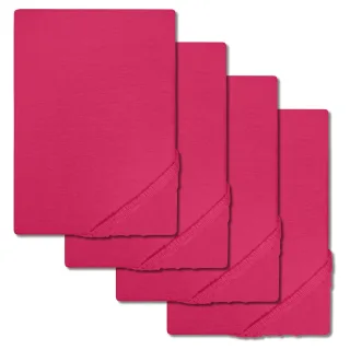 Setex Feinbiber Spannbettlaken pink 90 x 200 cm 4er-Set