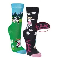 FussFreunde Socken 2 Paar Fun Socken, Spaß mit Socken, viele lustige Motive, Geschenkidee (Set, 2 Paar) handgekettelte Zehennaht, Piqué-Komfortbund