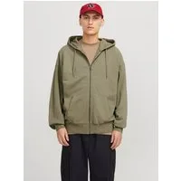 Jack & Jones Kapuzensweatjacke JJECHARGE Hoodie mit Kapuze, Kordelzug und Taschen unifarben, modisch, loose fit, Baumwolle, Kapuze