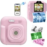 Blossom Kinder Sofortbildkamera Druckfunktion 1080P Digitalkamera Kinderkamera (48 MP, inkl. Videoaufnahme, DIY Graffiti, Spiele und Bluetooth 5.3, Dual Kamera mit Stickerpapier 2.0 Zoll IPS Bildschirm)