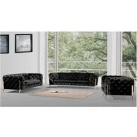 S-Style Möbel Polstergarnitur Ashley 3+2+1, Chesterfield mit Goldenen Metall Füßen, (1x 3-Sitzer-Sofa, 1x 2-Sitzer-Sofa, 1x Sessel), mit Wellenfederung