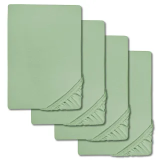 Spannbettlaken Microfaser Interlock-Jersey grün 140 x 190 - 160 x 200 cm im 4er-Pack