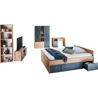 arthur berndt Jugendzimmer-Set Alessio, Anthrazit mit Artisan Eiche Dekor, viel Stauraum, (Set, 6-tlg., Kleiderschrank, Bett mit Schubkasten, Schreibtisch, Bücherregal etc), mit Melamin-Oberfläche, Made in Germany