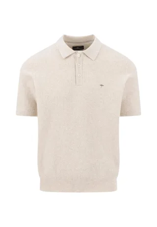 Fynch Hatton - Strick-Polo aus Baumwollmix weiß - Gr. - XXL